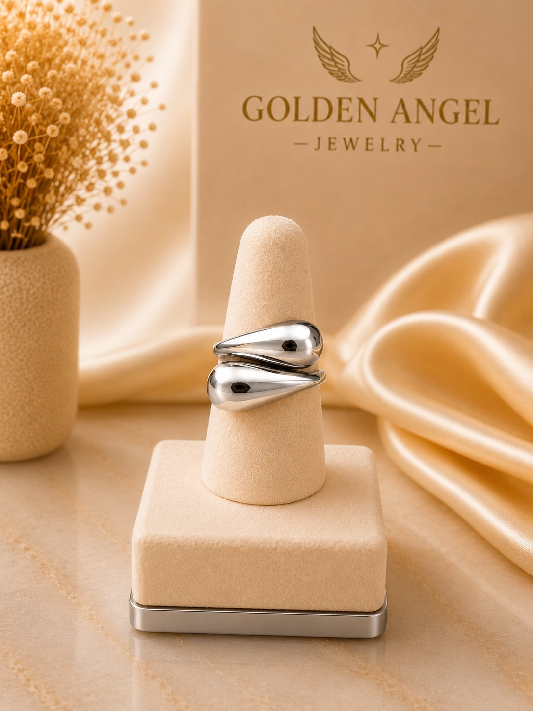 Anillo Doble Gota Plata